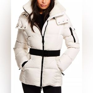 SAM. Liv Belted Puffer jacket; size S; matte white; worn once
